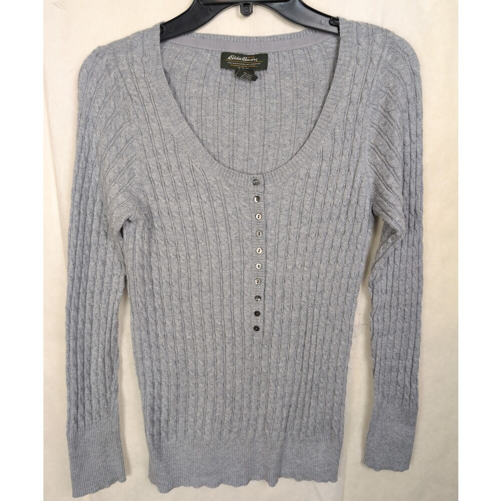 Eddie Bauer grey thermal  ribbed henley top Size Med Minimal Gorpcore Granola